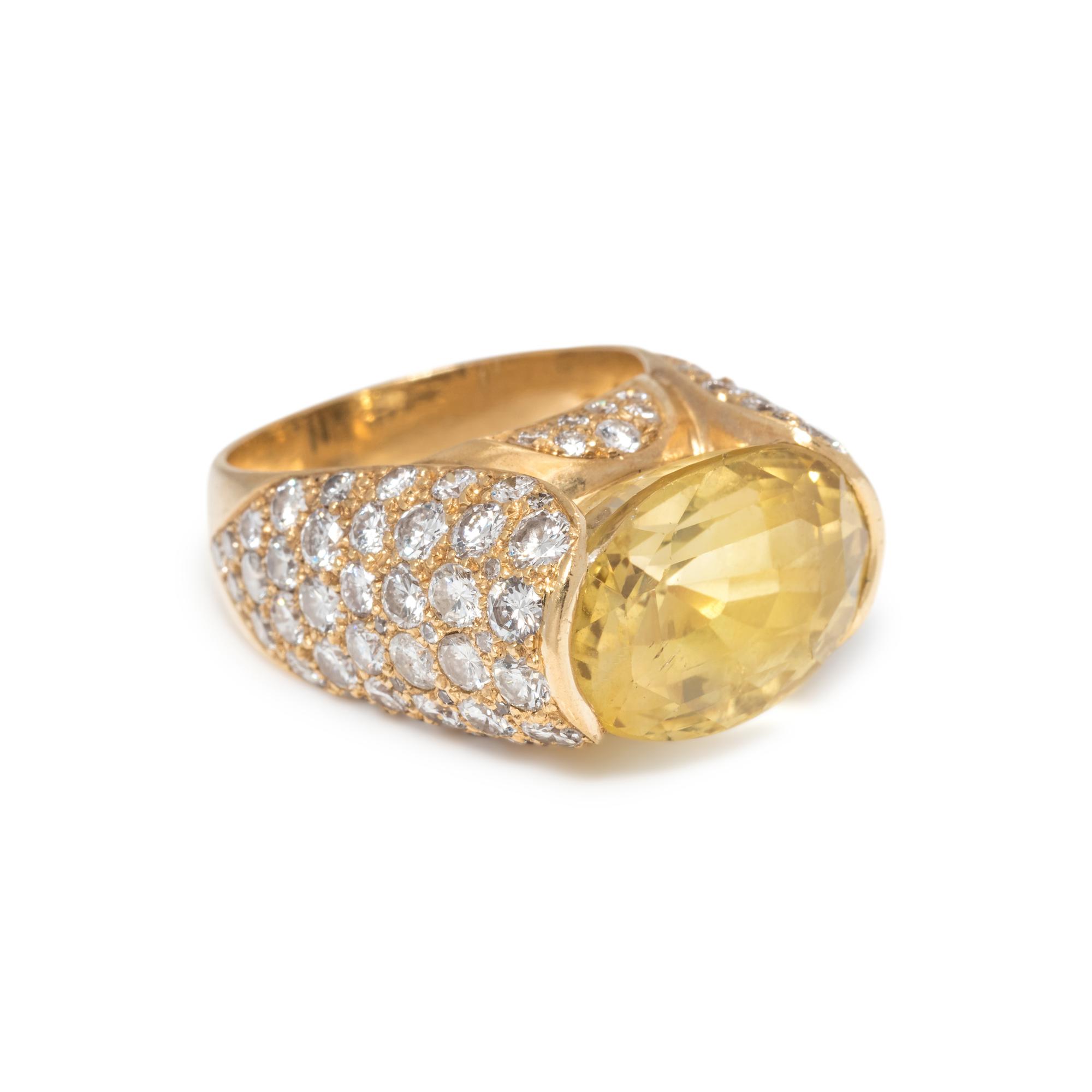 YELLOW SAPPHIRE AND DIAMOND RING
