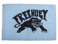 [BLACK PANTHER PARTY]. "Free Huey" flag that was flown at a protest demonstration to free Huey Newton near the Alameda County Courthouse. Oakland, CA, 1968.