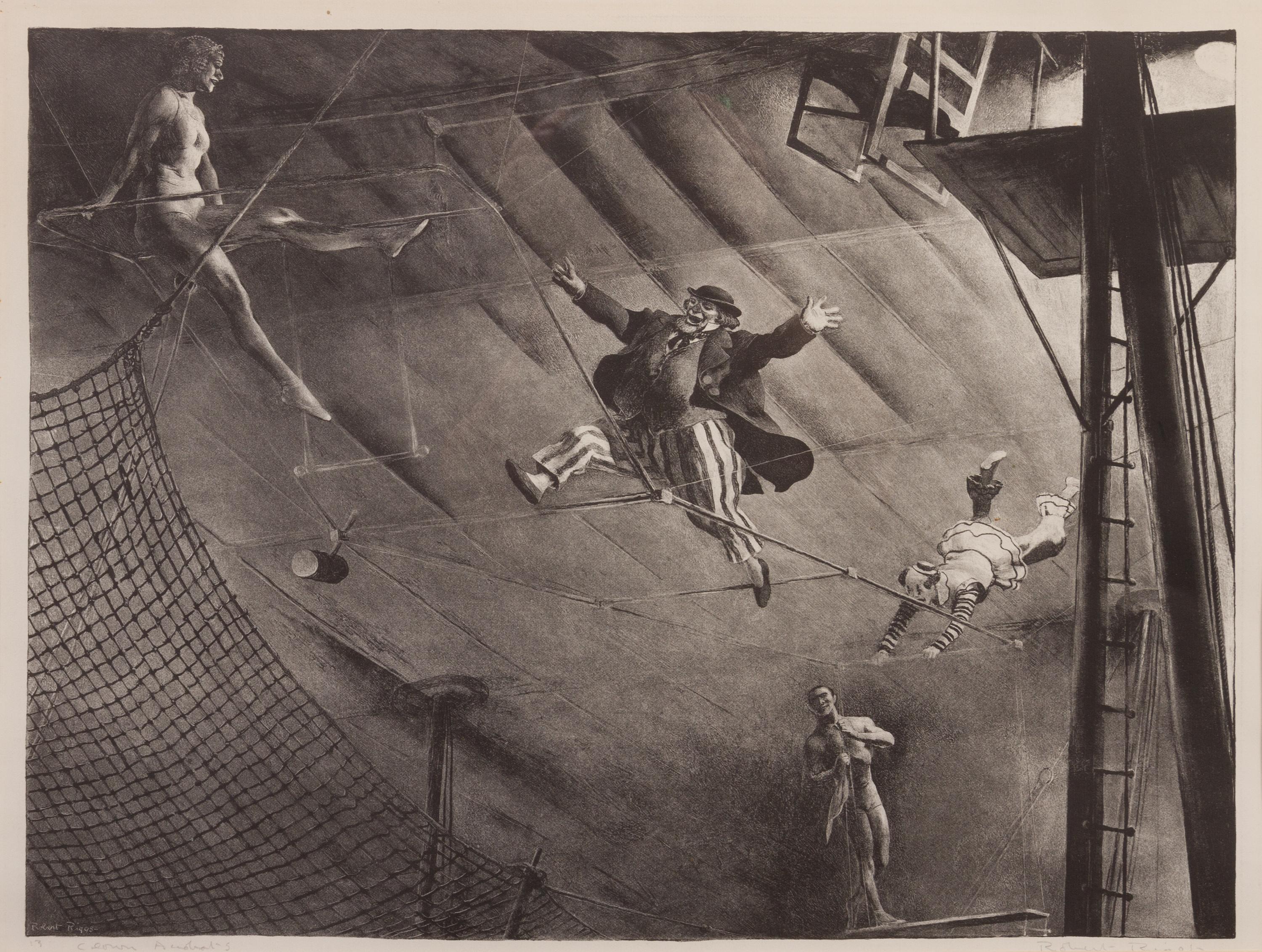 Robert Riggs, (American, 1896-1970, Clown Acrobats