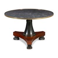 A Russian or Baltic Neoclassical Part-Ebonized Mahogany Marble-Top Center Table