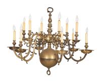 A Baroque Style Brass Twelve-Light Chandelier