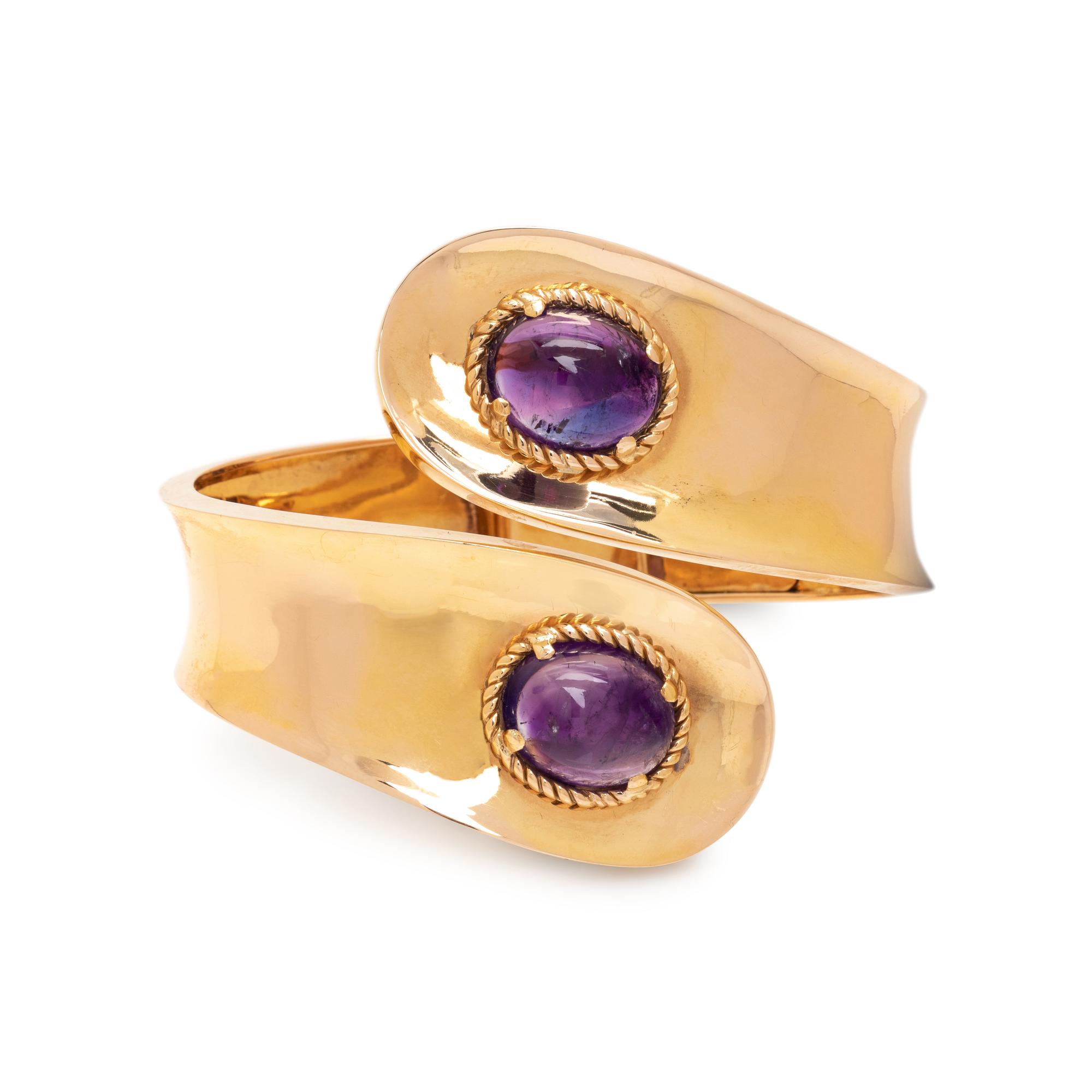 YELLOW GOLD AND AMETHYST BANGLE BRACELET