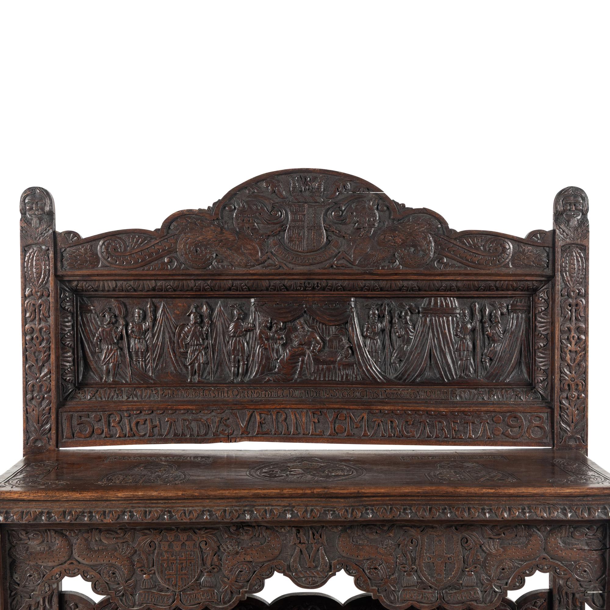 An Elizabethan Style Carved Oak Three-Tier Server