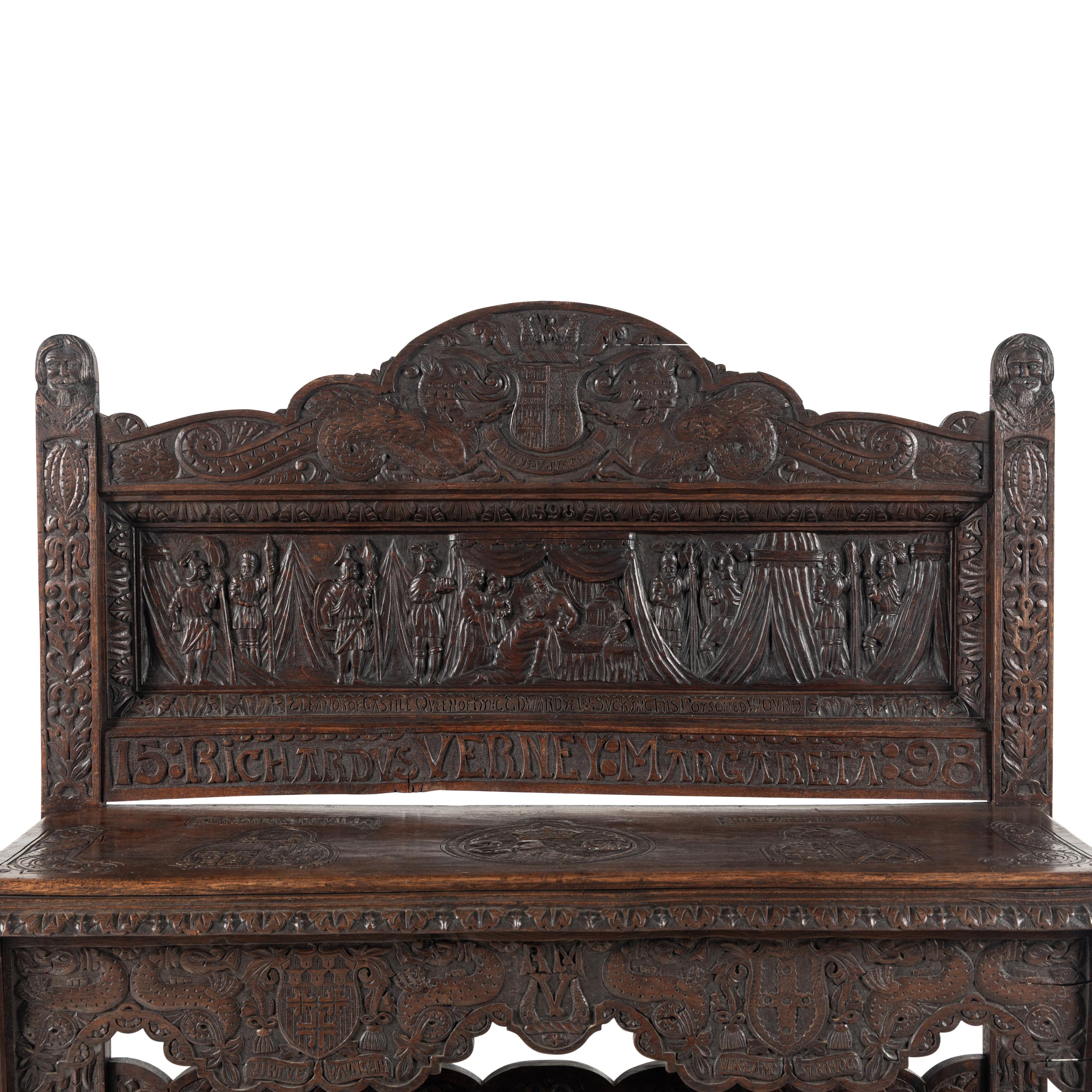 An Elizabethan Style Carved Oak Three-Tier Server