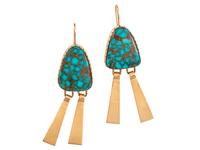 14K Gold and Turquoise Hook Earrings