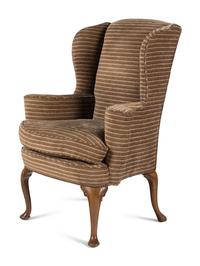 Two Queen Anne Style Wingback Armchairs