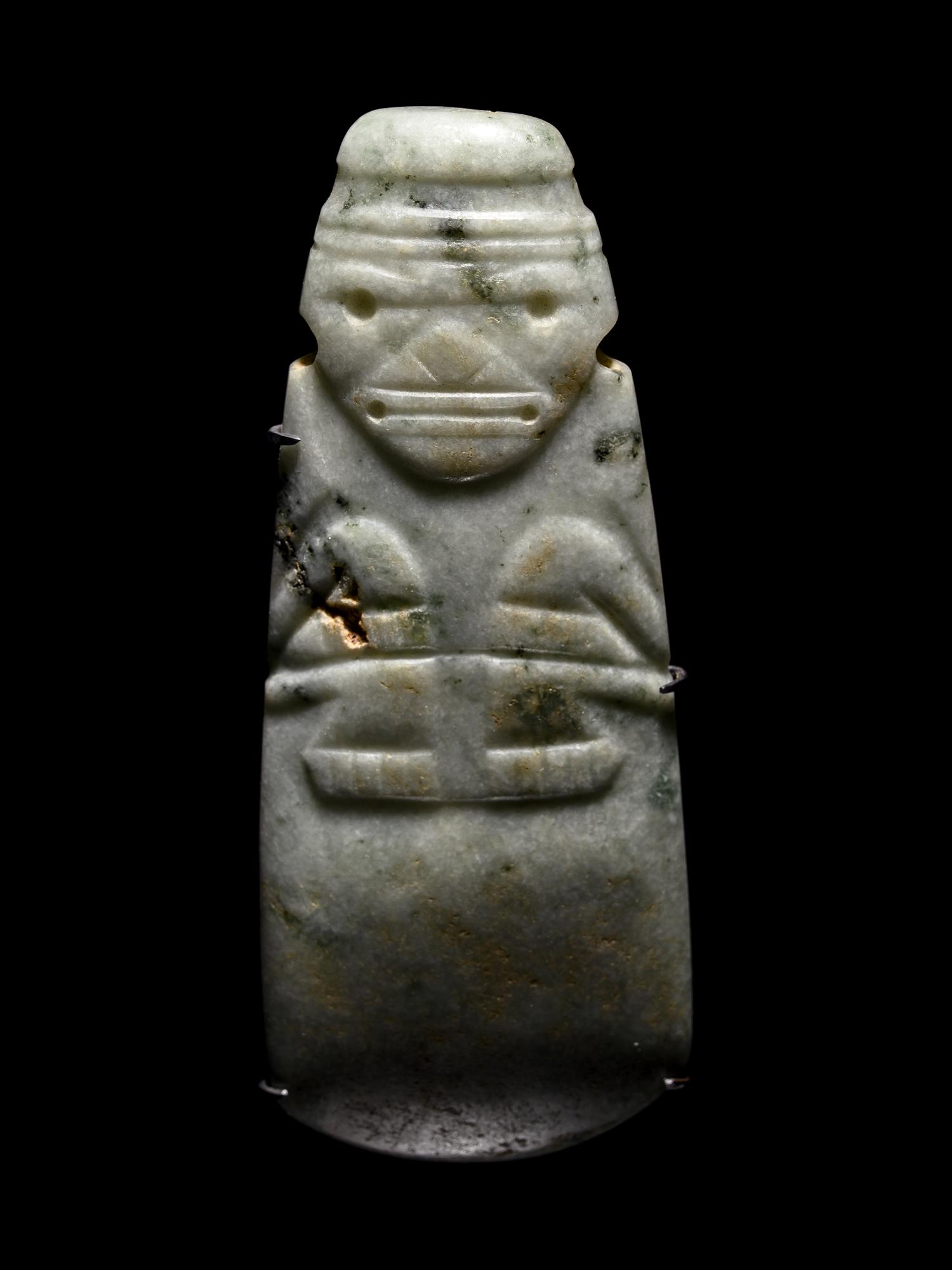 A Nicoya Jade Axe God Pendant
