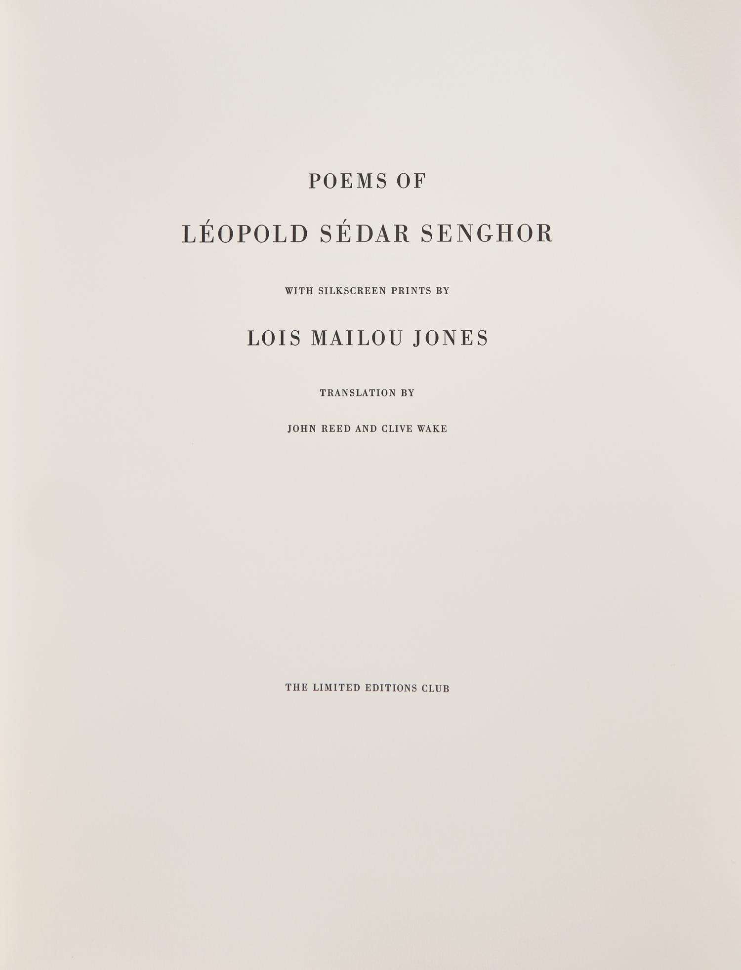 [LIMITED EDITIONS CLUB]. SENGHOR, Leopold Sedar (1906-2001). Poems. [New York:] The Limited Editions Club, [1996].