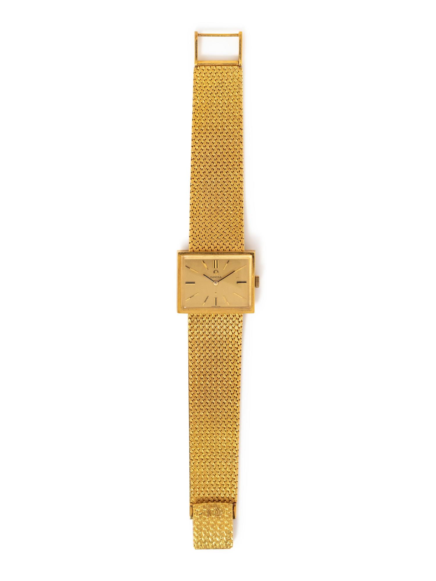 An 18 Karat Yellow Gold Wristwatch, Omega,
