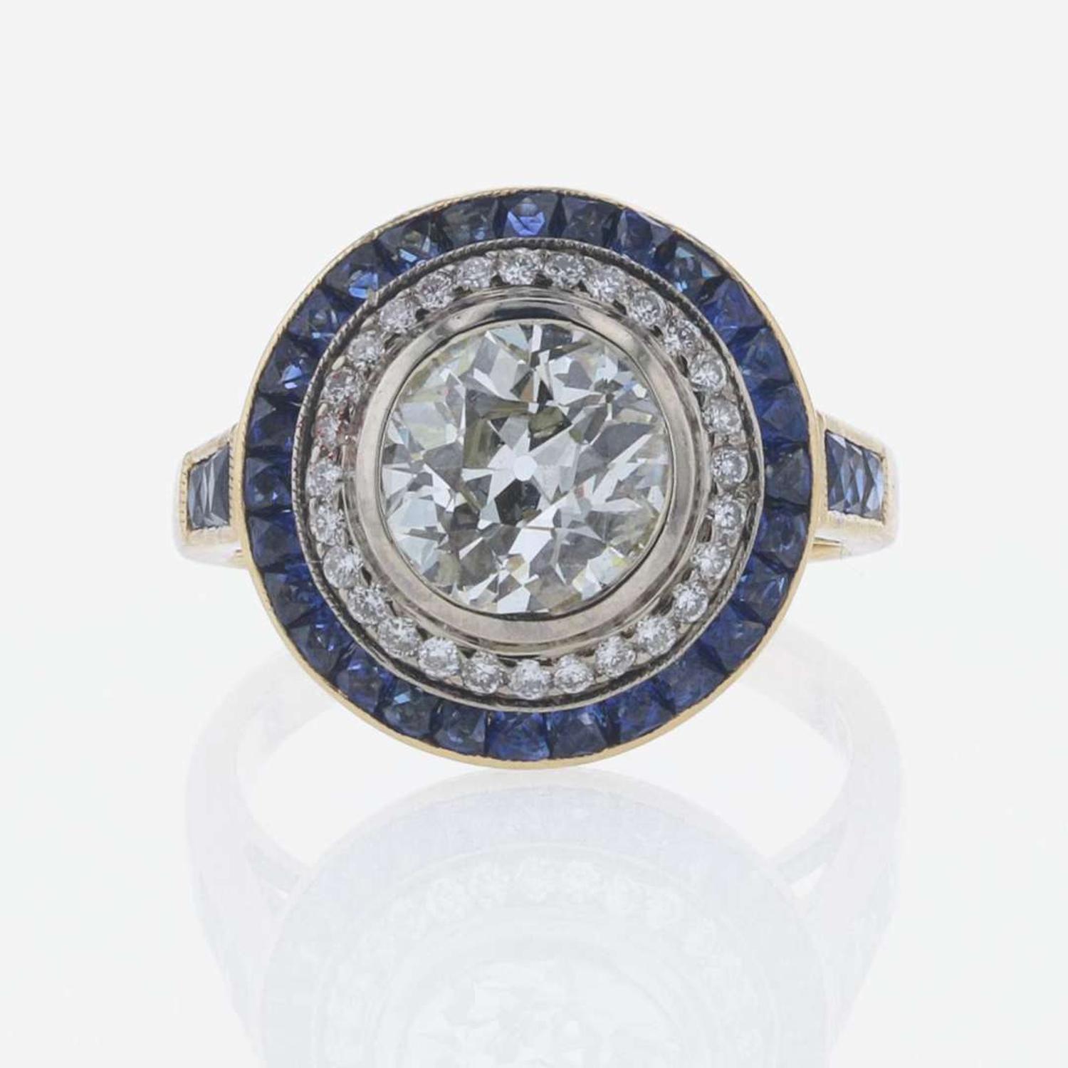 A Diamond and Sapphire Ring