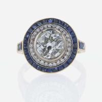 A Diamond and Sapphire Ring