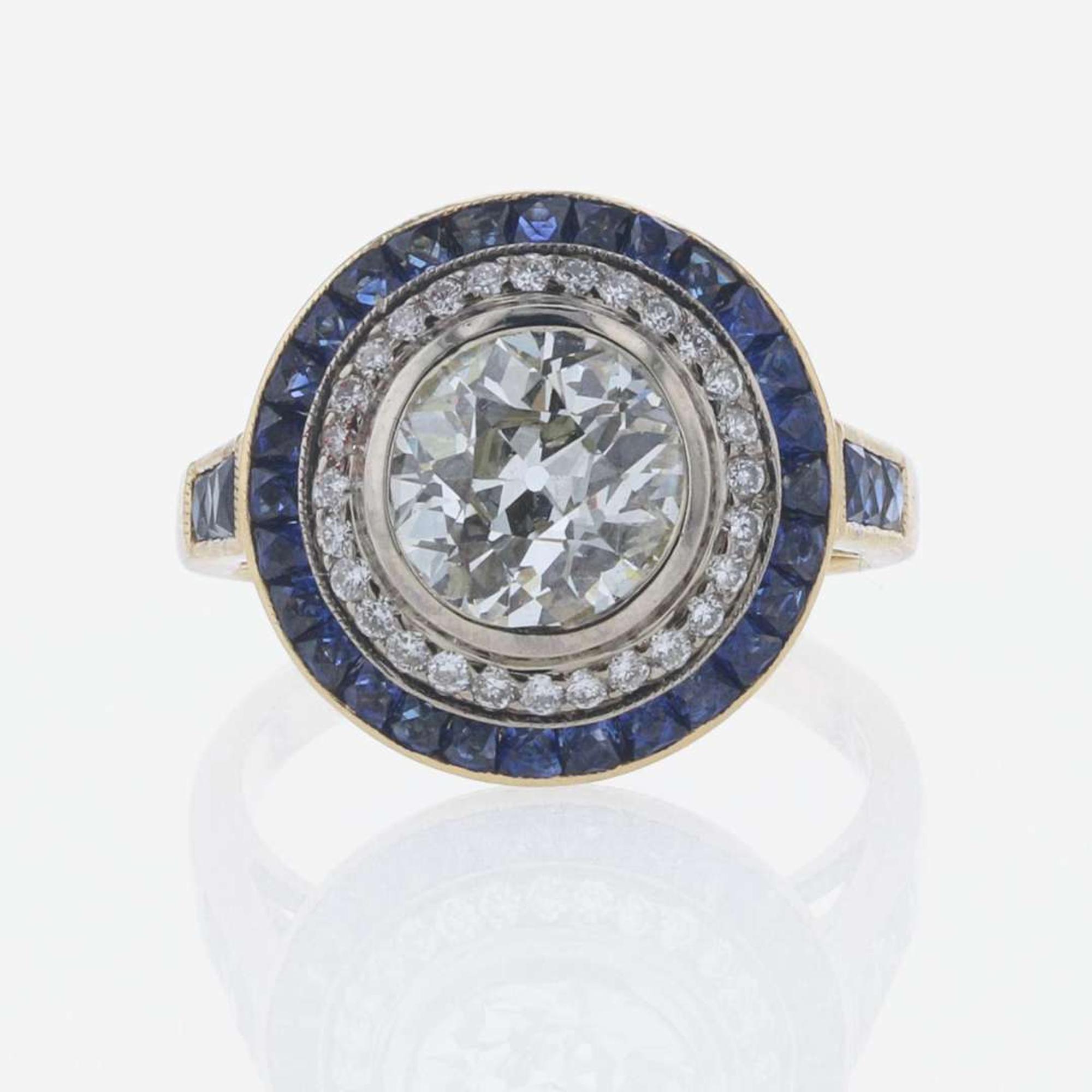 A Diamond and Sapphire Ring