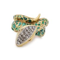 BORIS LEBEAU, ENAMEL, DIAMOND AND RUBY SNAKE RING