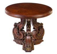 An Italian Carved Oak Table Height 26 3/4 x diameter of top 31 inches. — 19TH CENTURY