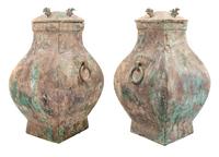 A Pair of Bronze Covered Vases Height 19 1/4 inches. — HAN DYNASTY (206 B.C.E.-220 C.E.)