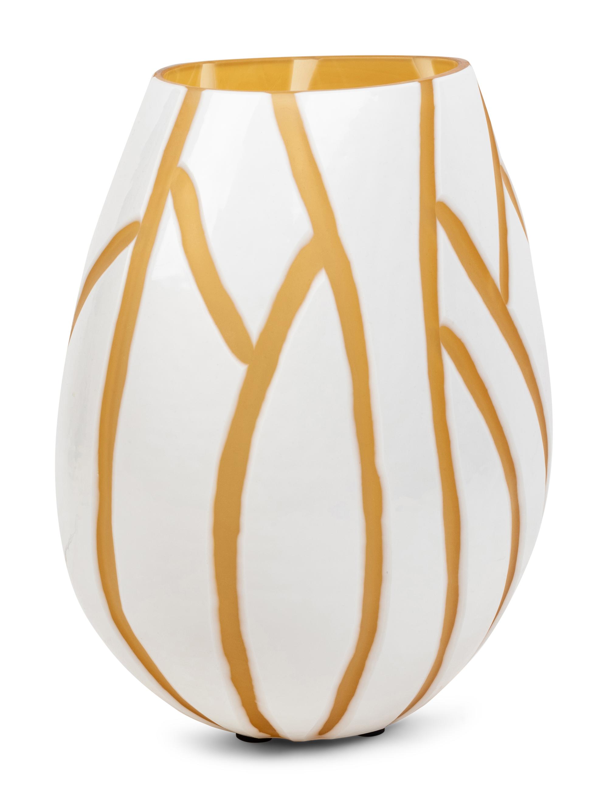 A Contemporary White Overlay Glass Lamp