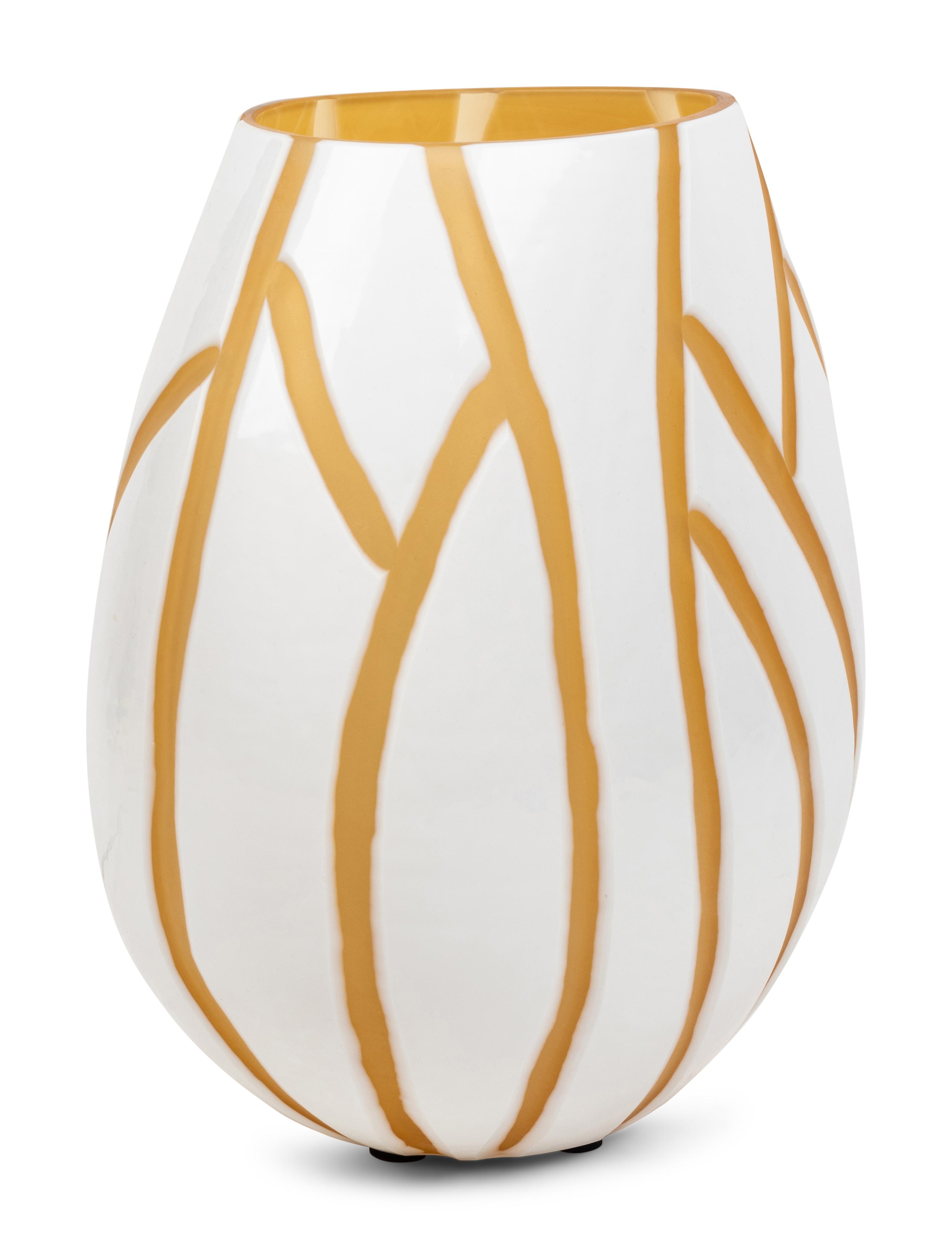 A Contemporary White Overlay Glass Lamp