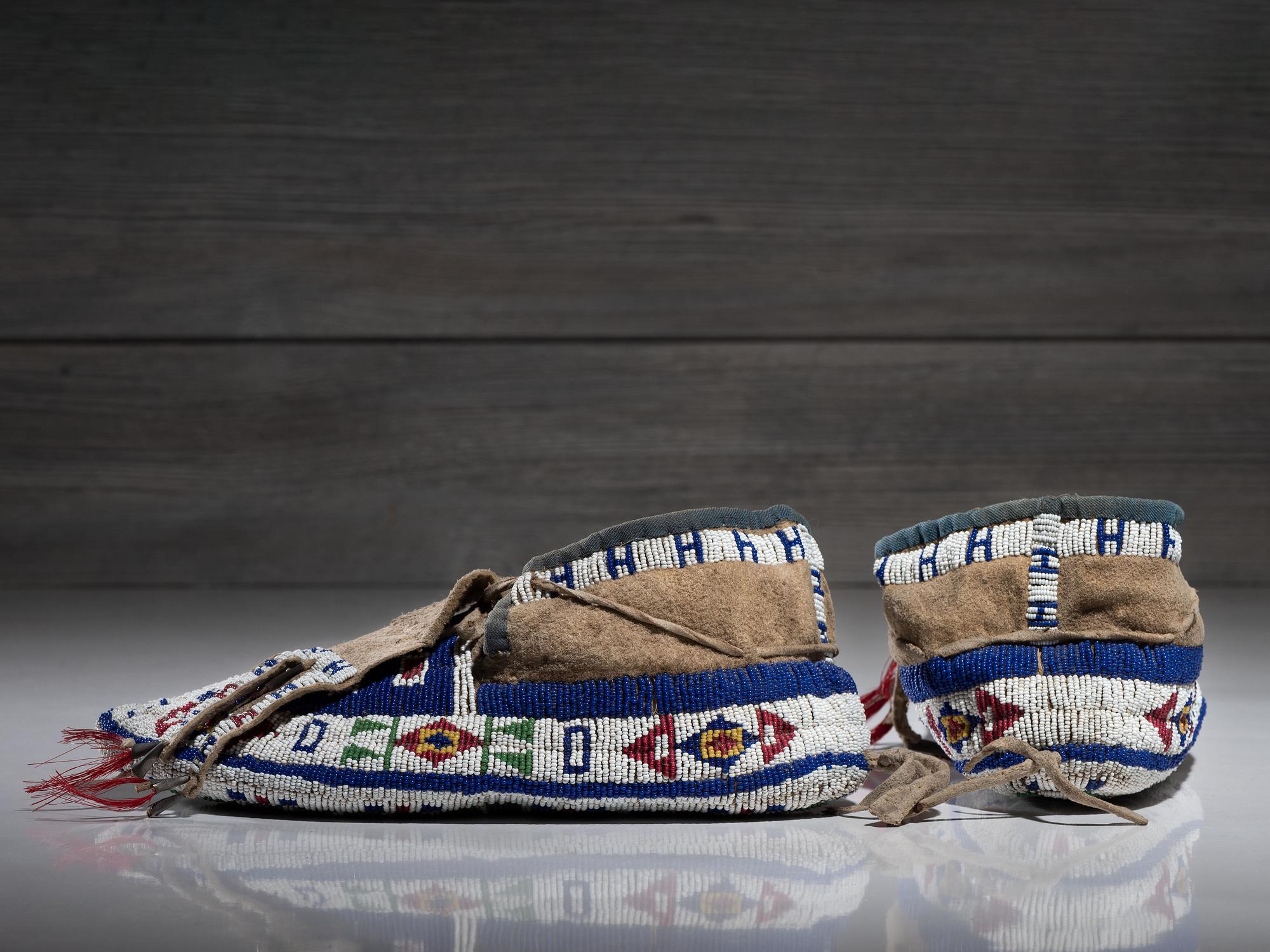 Sioux Fully Beaded Hide Moccasins