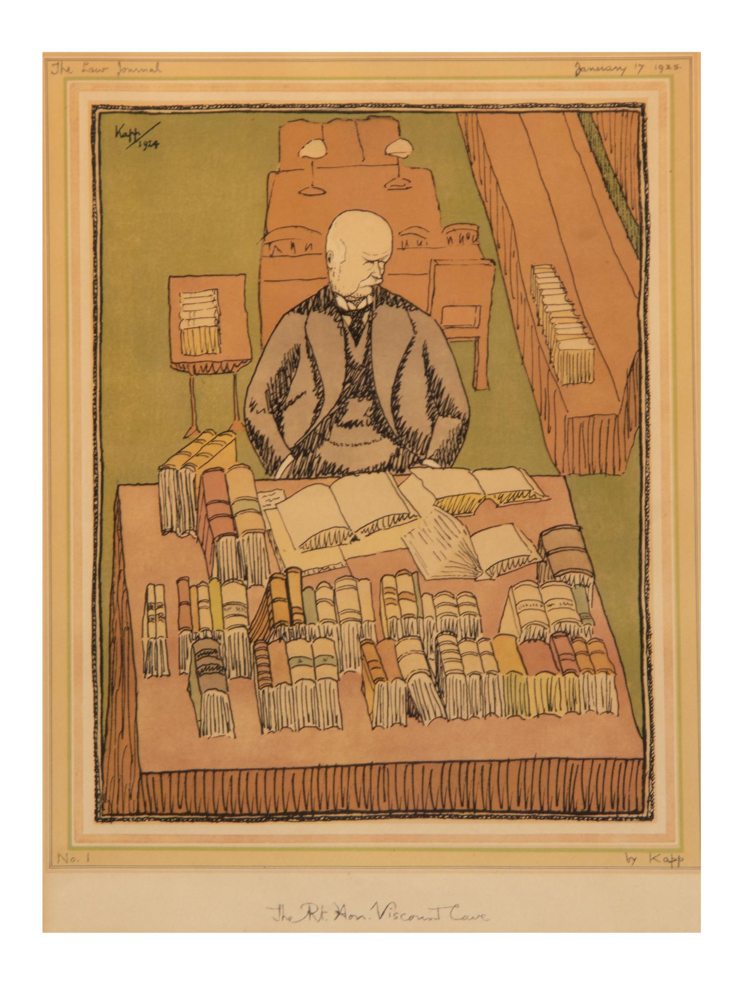 A Set of Ten Lithograph Caricatures of British Lawyers and Politicians by Edmond Xavier Kapp (British, 1890-1978) for The Law Journal