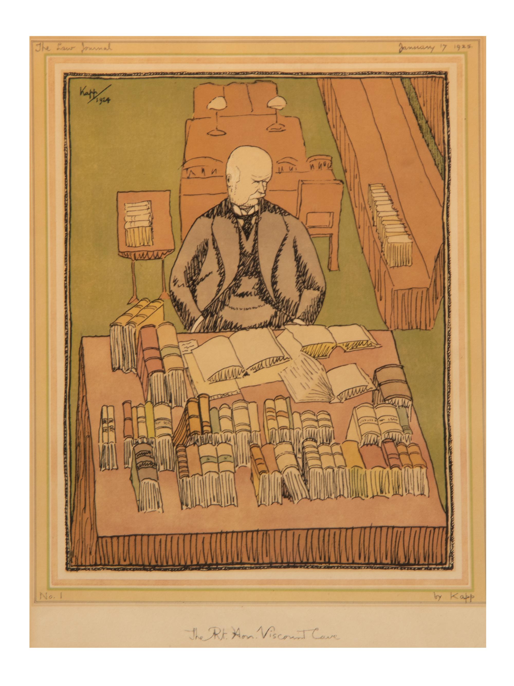 A Set of Ten Lithograph Caricatures of British Lawyers and Politicians by Edmond Xavier Kapp (British, 1890-1978) for The Law Journal