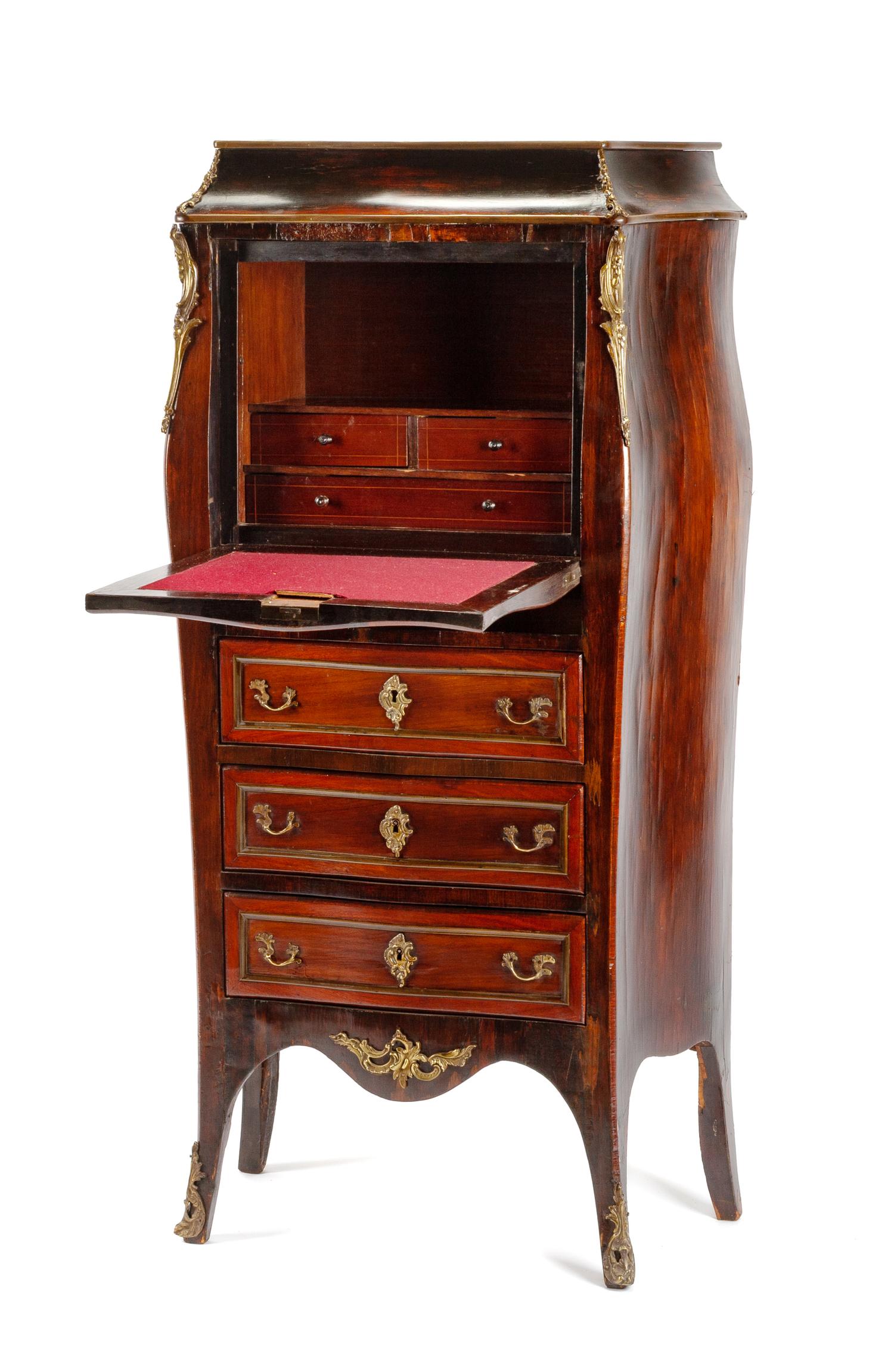 A French Gilt Bronze Mounted Rosewood Secretaire a Abattant Height 46 1/2 x width 26 x depth 20 inches. — 19TH CENTURY