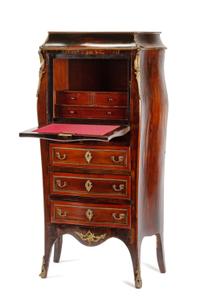 A French Gilt Bronze Mounted Rosewood Secretaire a Abattant Height 46 1/2 x width 26 x depth 20 inches. — 19TH CENTURY