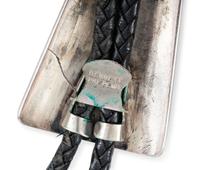 Navajo Silver, Turquoise, and Coral Bolo Tie
