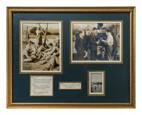 A Framed Display of Bobby Jones Memorabilia from the Filming of How I Play Golf