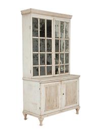 A Gustavian Painted and Mirrored Glass Step Back Cabinet — Late 19th/Early 20th Century