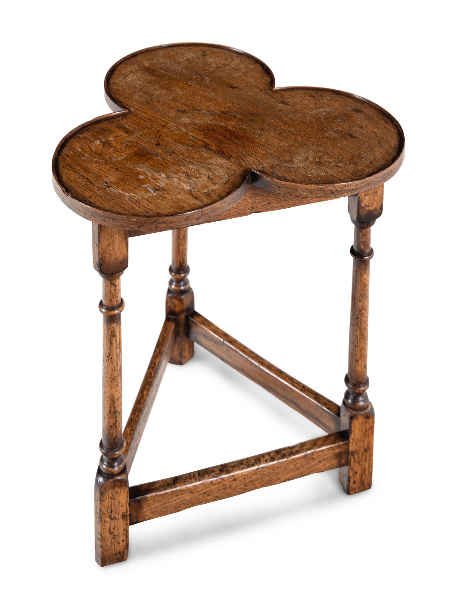 A Pair of Jacobean Style Oak Trefoil Side Tables