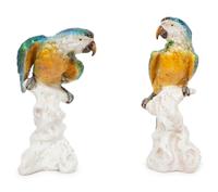 A Pair of Italian Glazed Terracotta Macaws