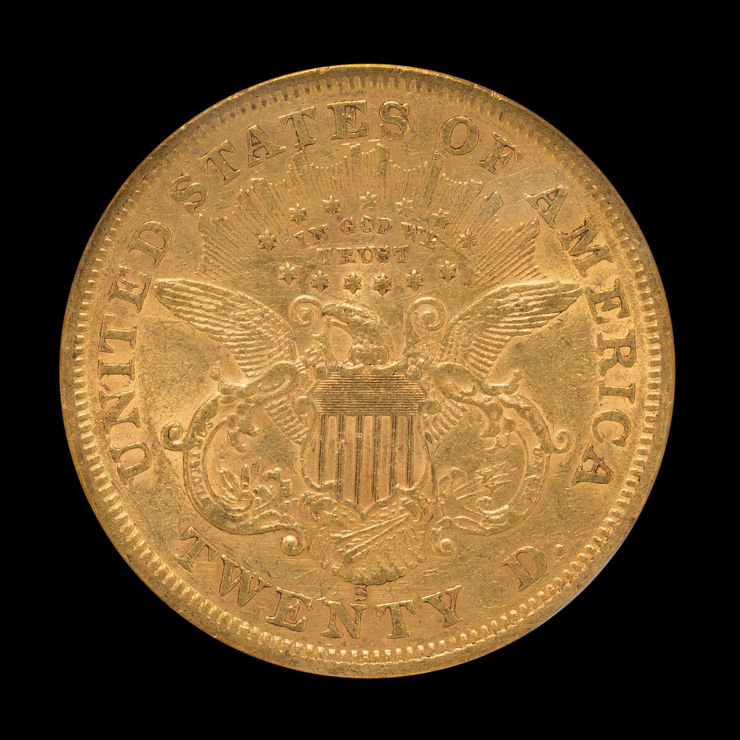A United States 1867-S Liberty Head $20 Gold Coin