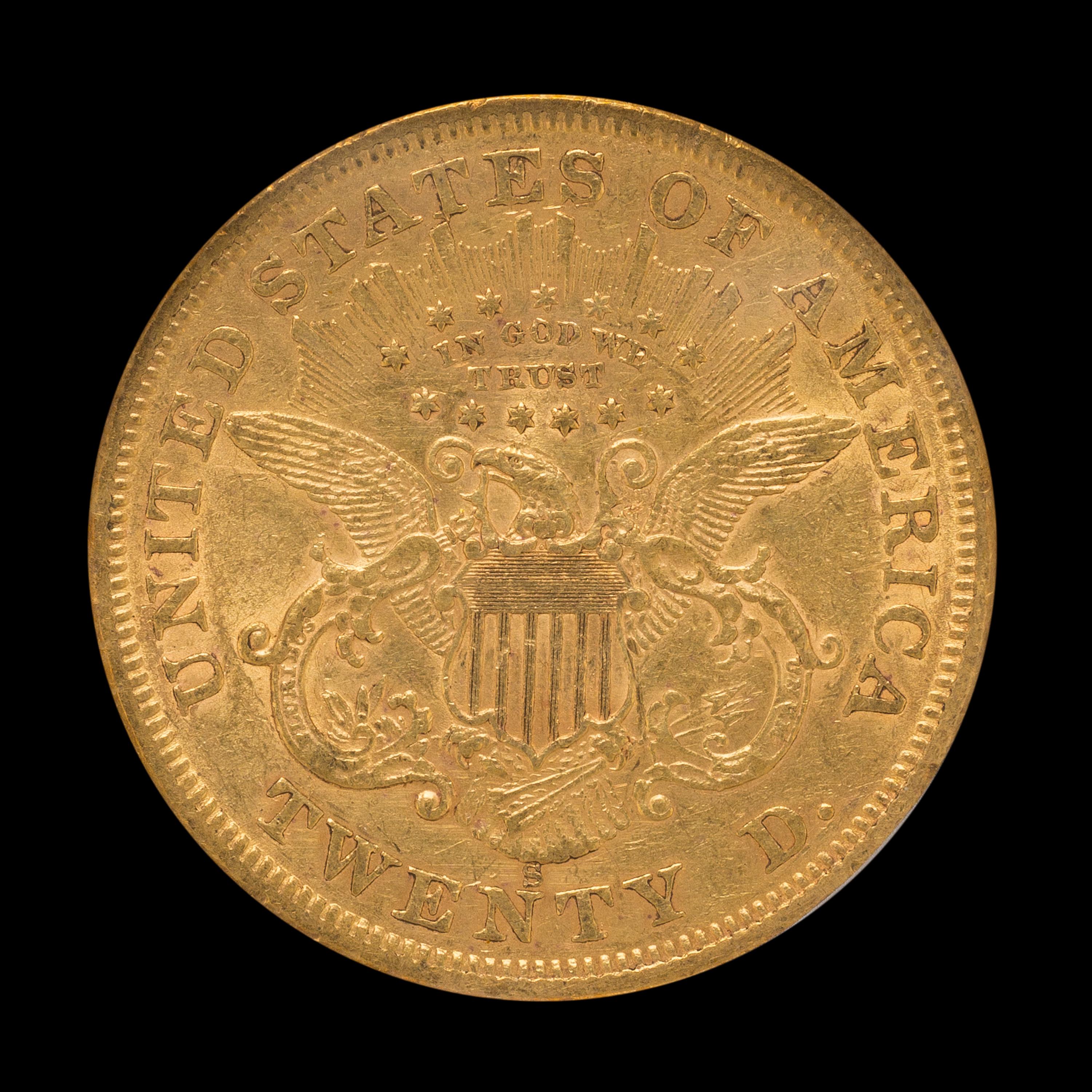 A United States 1867-S Liberty Head $20 Gold Coin