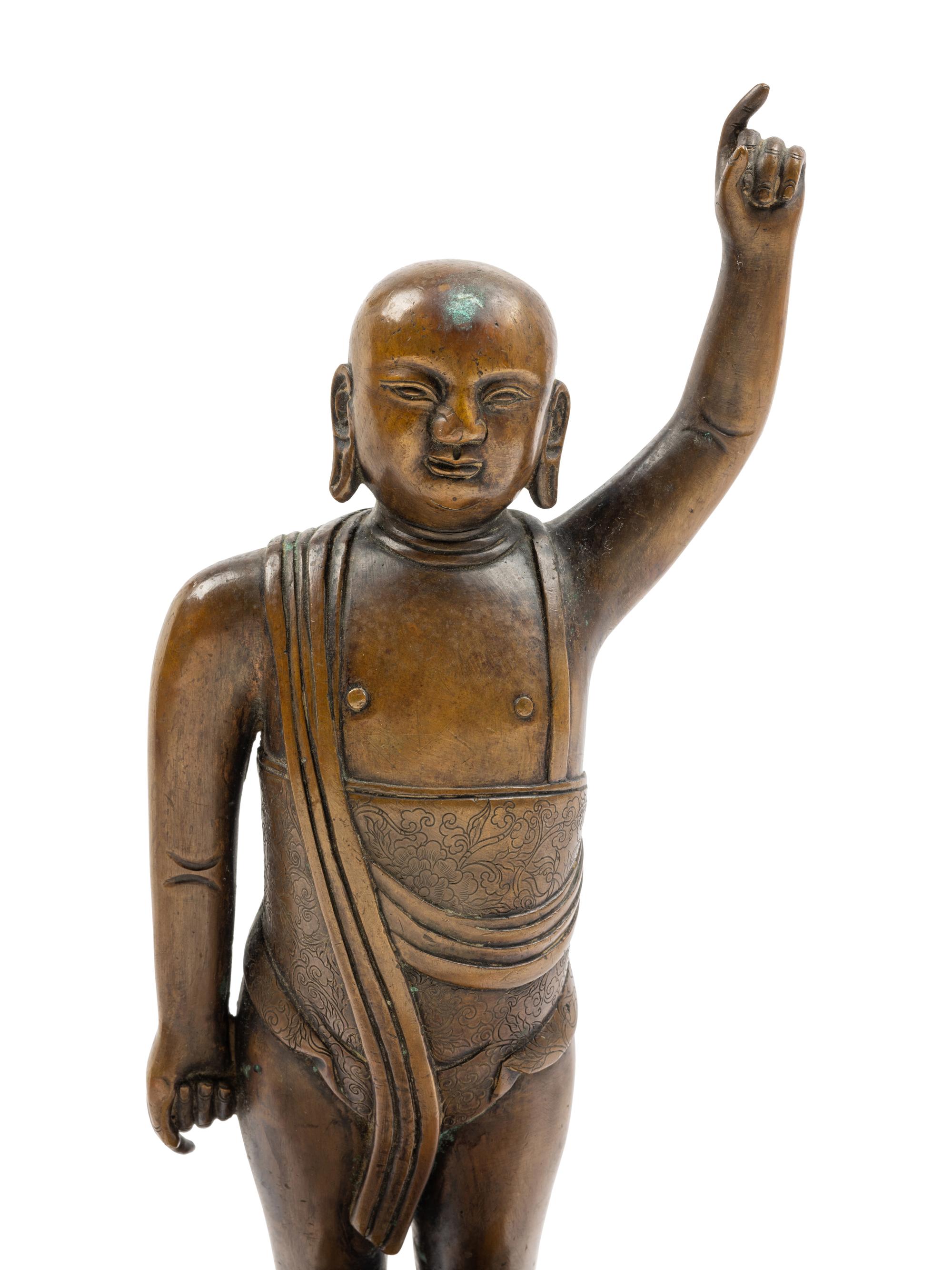A Sino-Tibetan Bronze Standing Figure of Boy Buddha