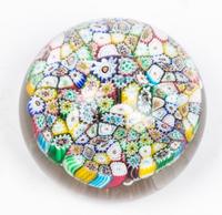 A Millefiori Glass Paperweight Diameter 3 1/4 inches. — 20TH CENTURY