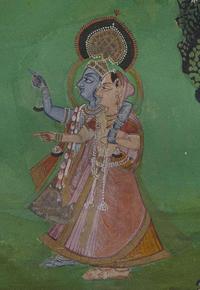 Two Rajasthani miniature paintings depicting Krishna 印度袖珍画两幅 19th century ????