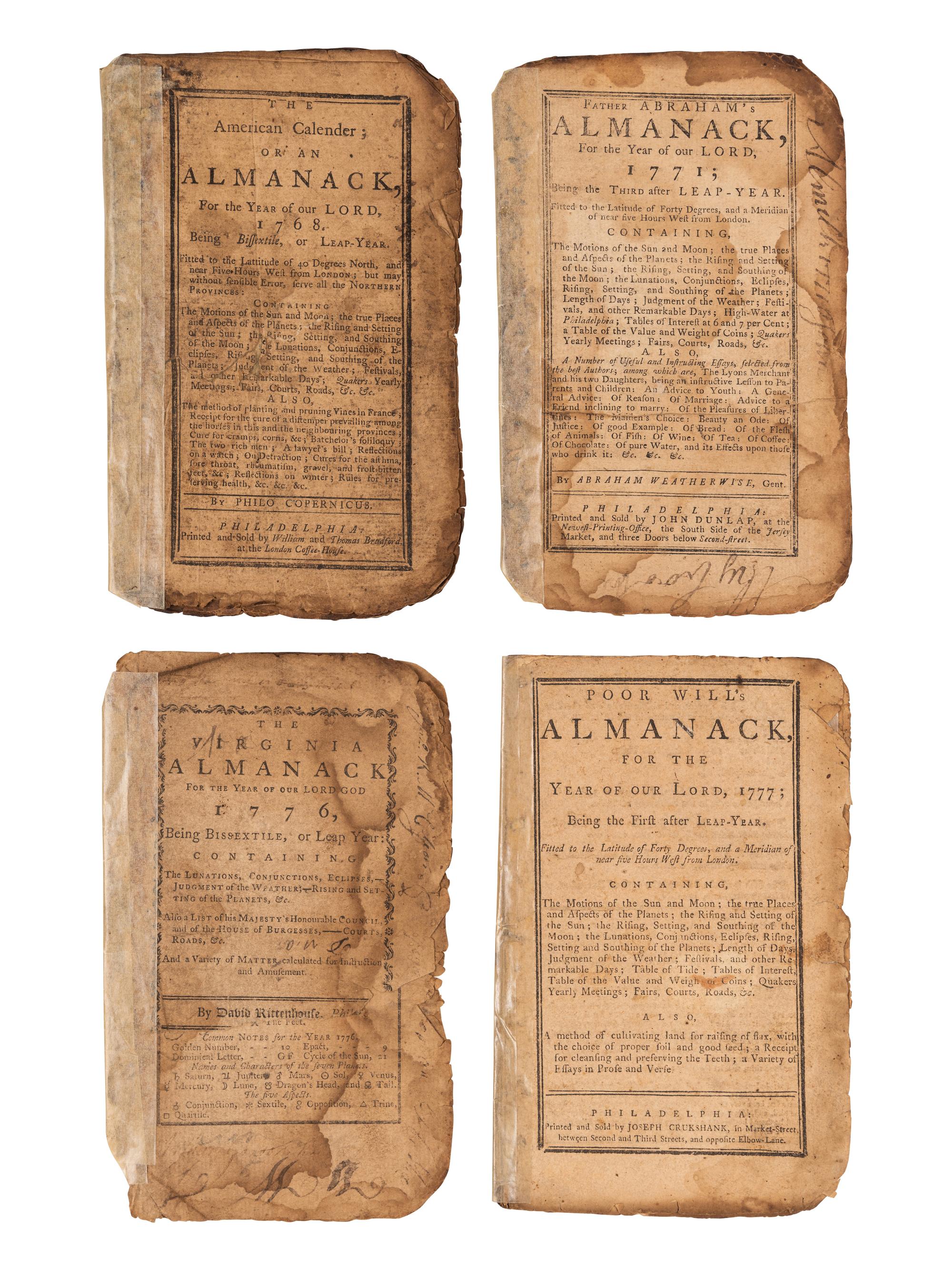 [ALMANACS - PHILADELPHIA]. A group of 7 almanacs, published Philadelphia by various printers, comprising: