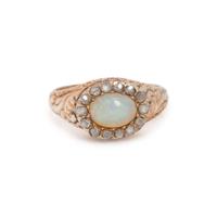 ANTIQUE, ROSE GOLD, OPAL AND DIAMOND RING