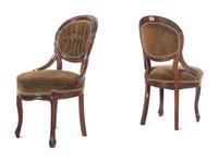 A Pair of Victorian Rococo Revival Walnut Side Chairs and a Victorian Side Table