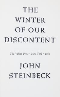 STEINBECK, JOHN. Two first editions, East of Eden [and] Winter of Our Discontent. NY, 1952, 1961.