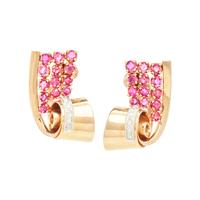 RETRO, RUBY AND DIAMOND CLIP EARRINGS