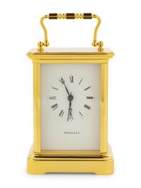 A Swiss Gilt Brass Carriage Clock Retailed by Tiffany & Co.
