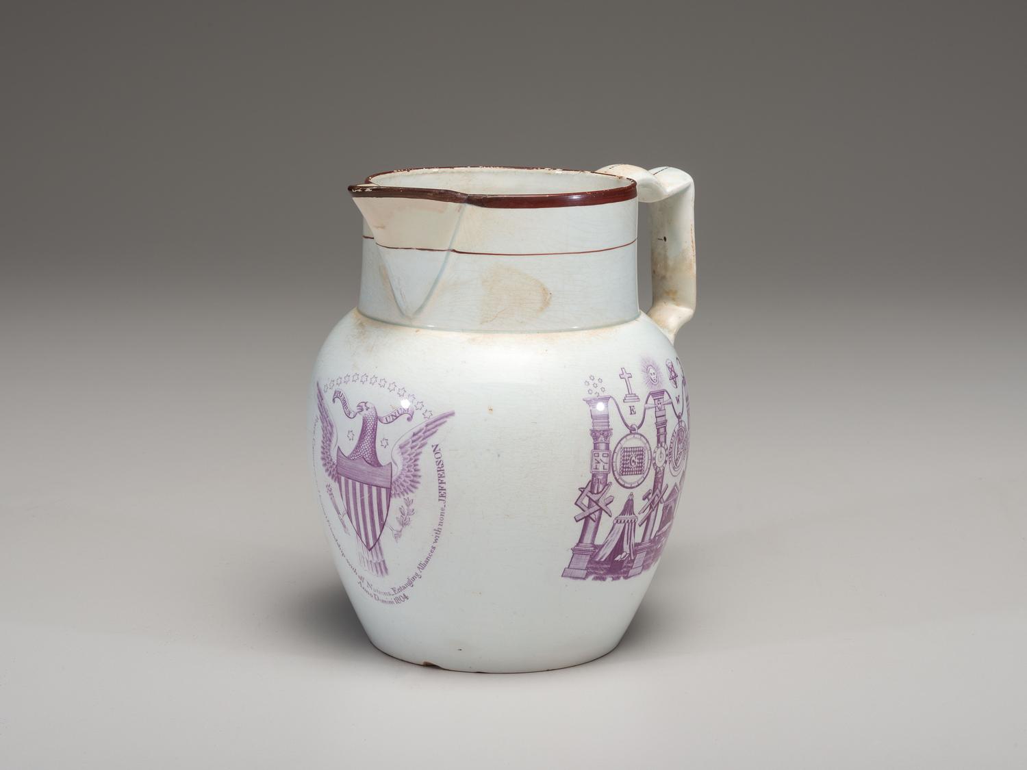 An 1804 Masonic Creamware Pitcher