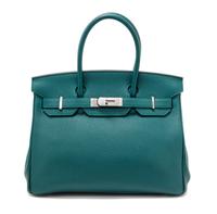 An Hermes Malachite Togo 30cm Birkin Handbag, 12" x 8.5" x 6".