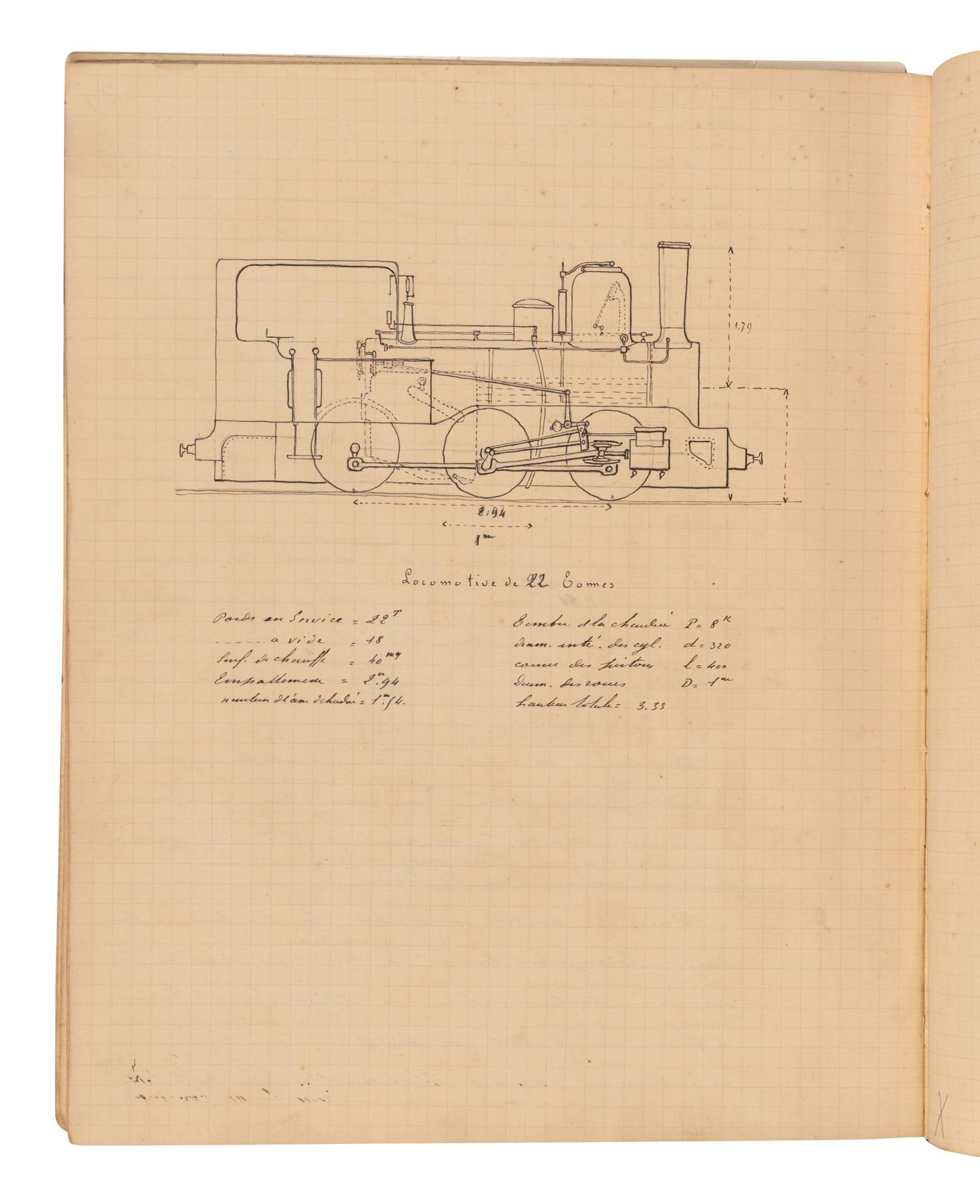 [MANUSCRIPT – ENGINEERING]. “Mines de Commentry.” France, ca 1900.