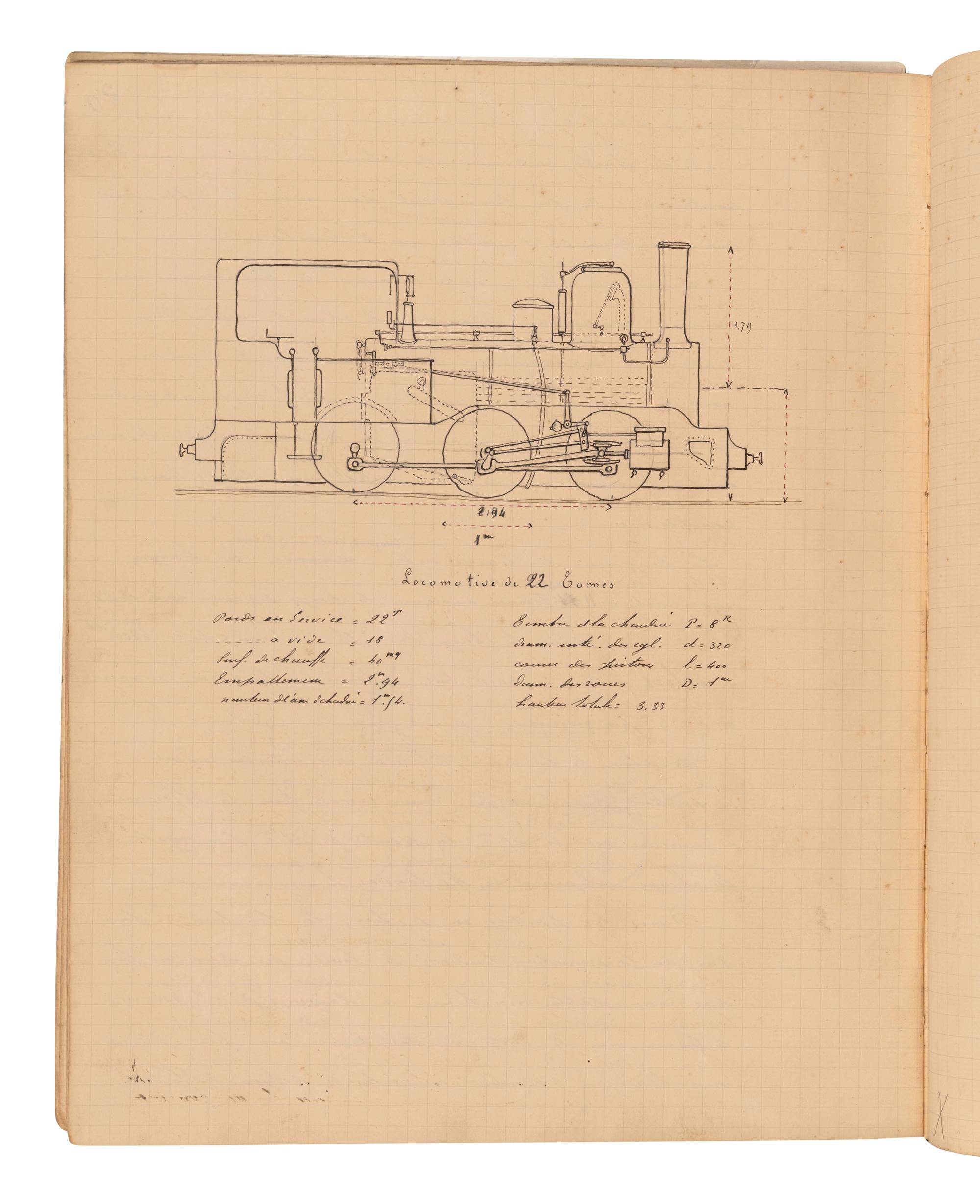 [MANUSCRIPT – ENGINEERING]. “Mines de Commentry.” France, ca 1900.