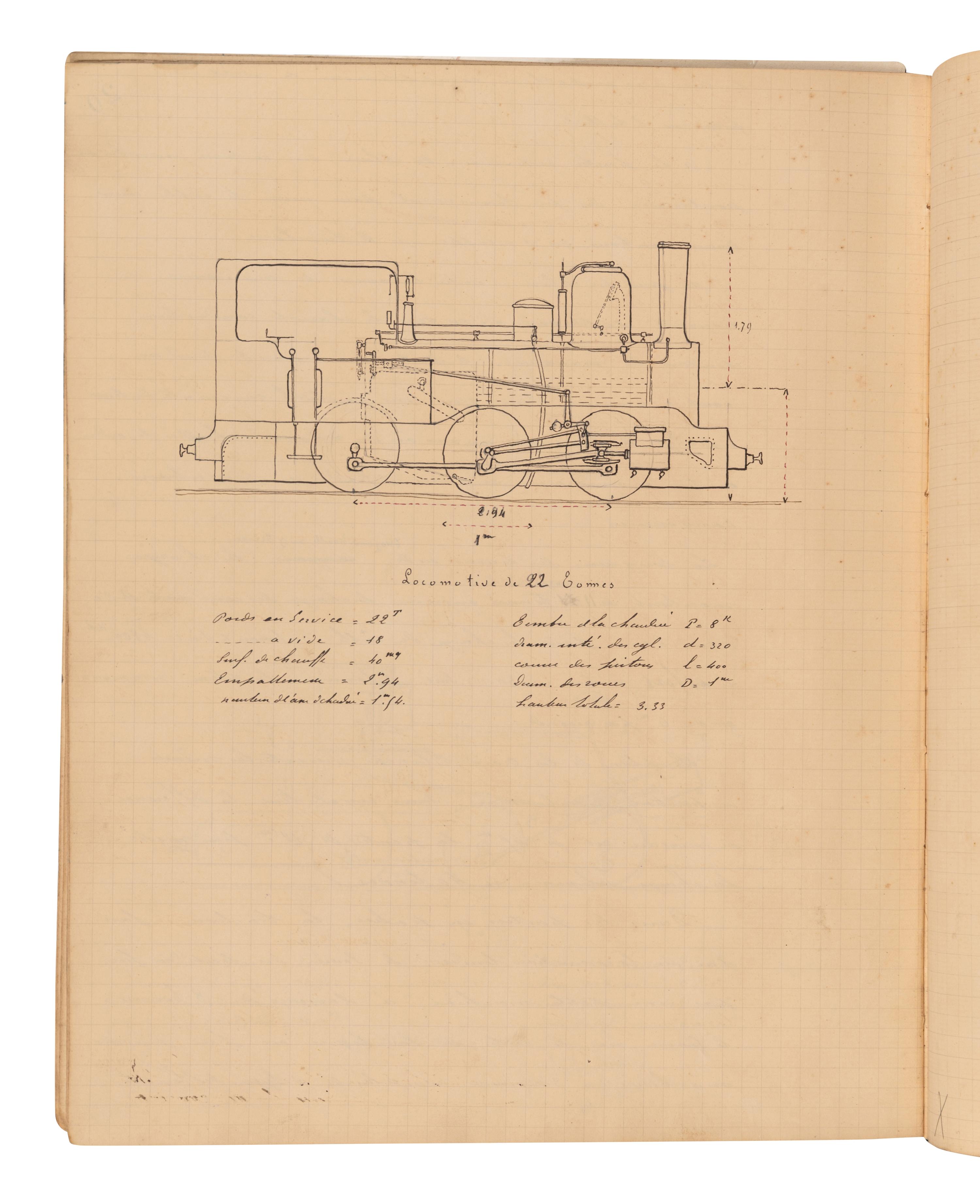 [MANUSCRIPT – ENGINEERING]. “Mines de Commentry.” France, ca 1900.