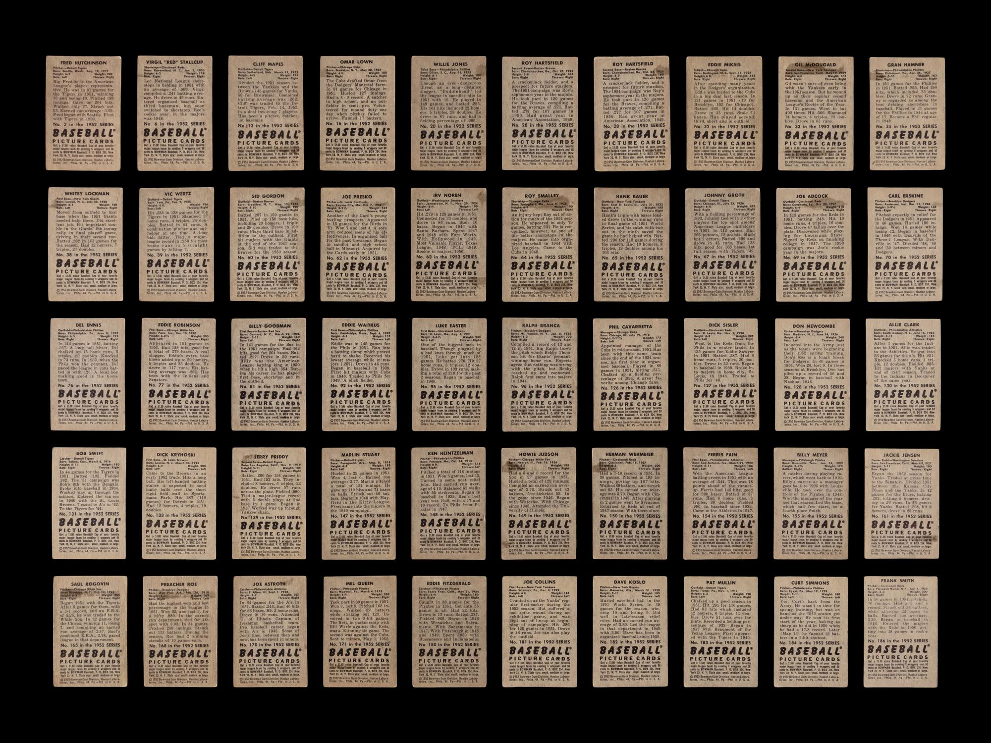 A Collection of 1952 Bowman Baseball Cards Including Notables and Hall of Famers (81)