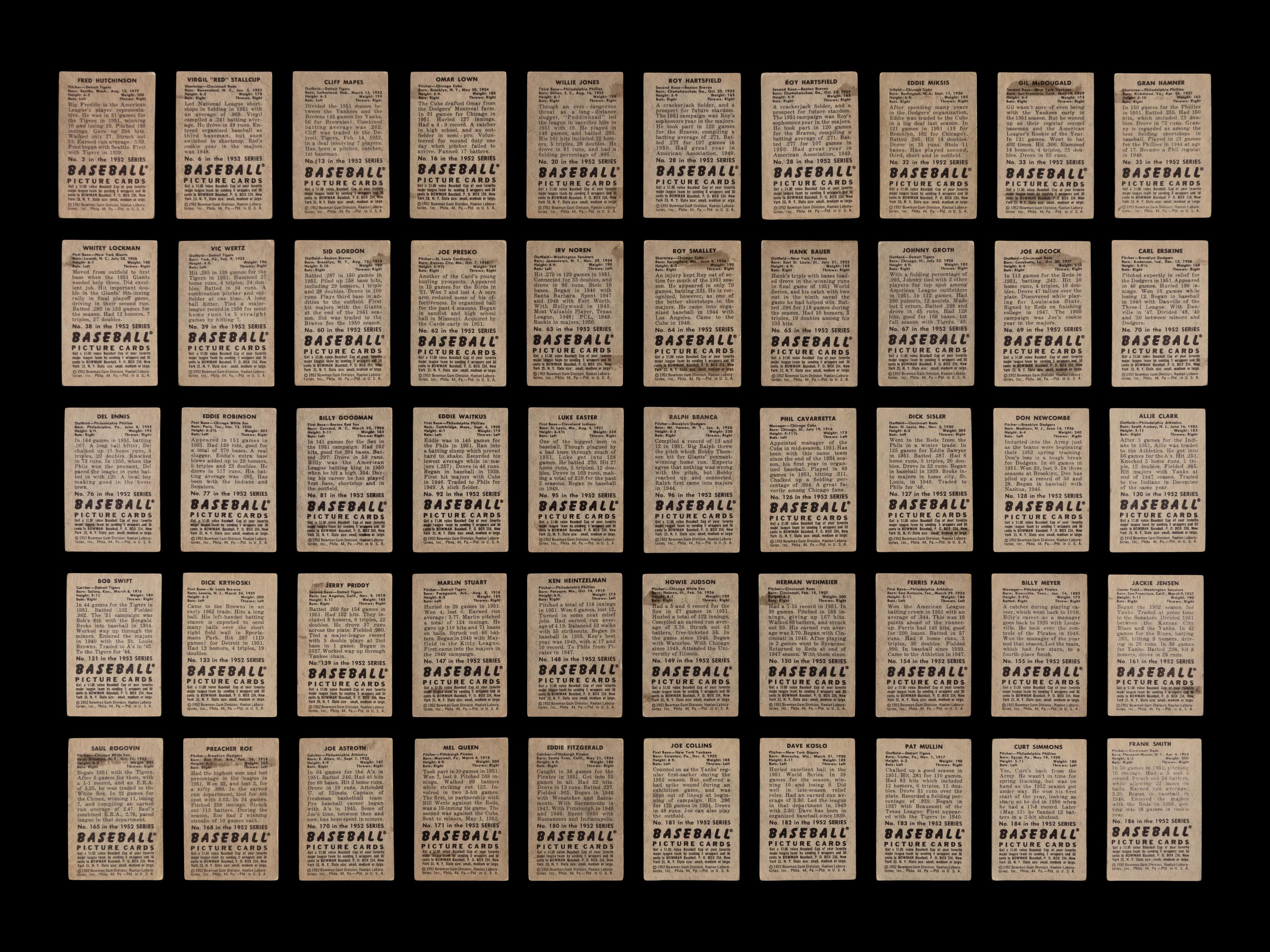 A Collection of 1952 Bowman Baseball Cards Including Notables and Hall of Famers (81)