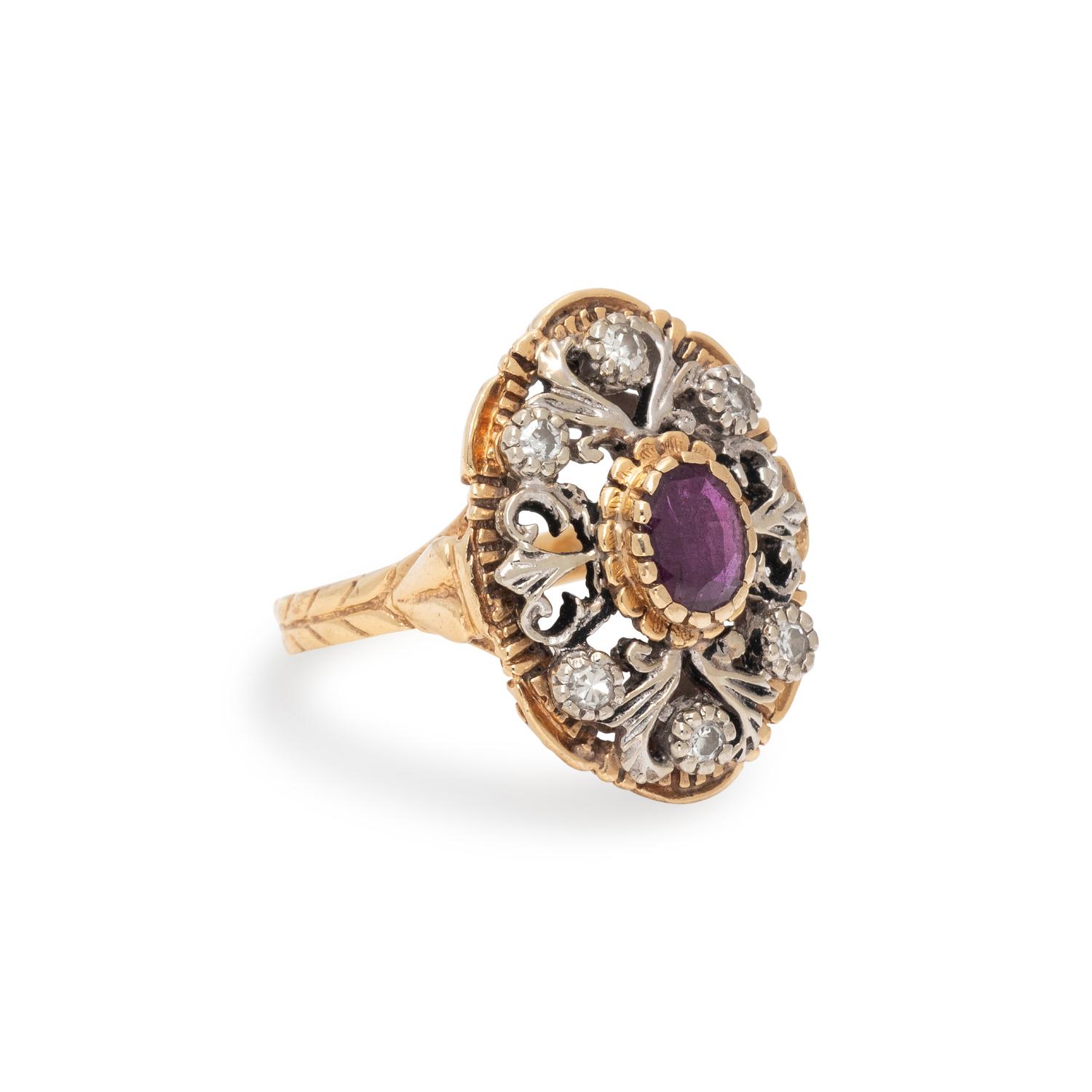 BICOLOR GOLD, RUBY, AND DIAMOND RING
